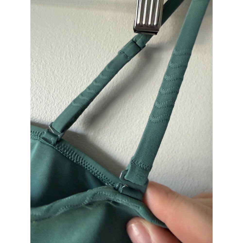 Aerie Teal Green Textured Chevron Bandeau Top Adjustable Straps Medium - Picture 3 of 7